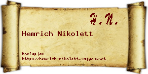 Hemrich Nikolett névjegykártya